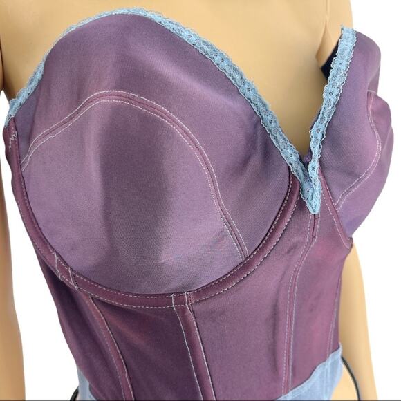 Marjorie 44D American VINTAGE 70s Violet Purple and Lilac Hand Dyed Bustier C - Picture 1 of 8